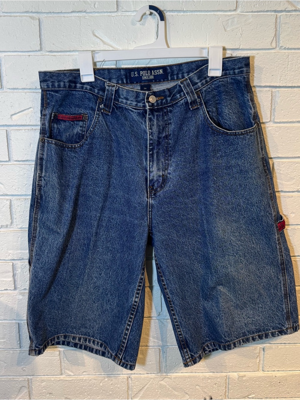 Y2k U.S. Polo Assn. Men's Blue Denim Utility Shorts Men’s 36”